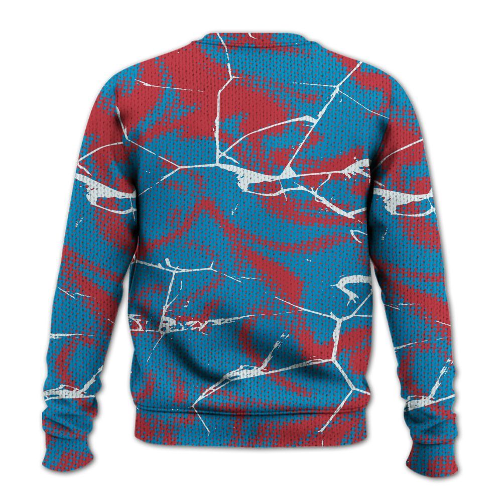 Knitted Sweater To Match High OG University Red Dark Powder Blue 1s - Dislike Us Graphic
