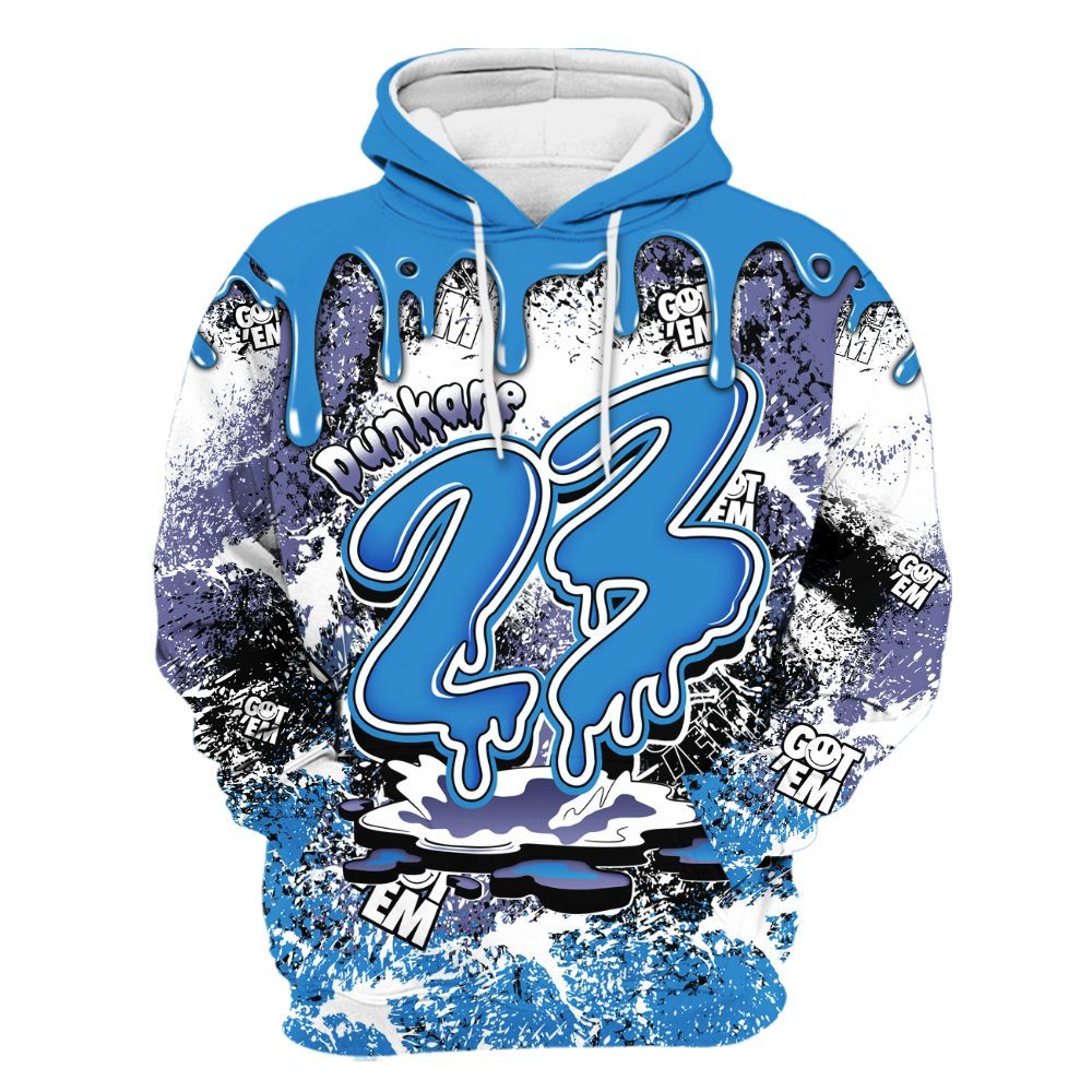 Hoodie To Match Hi-Res Blue 700s - Dripping 23 Drip All Over Print