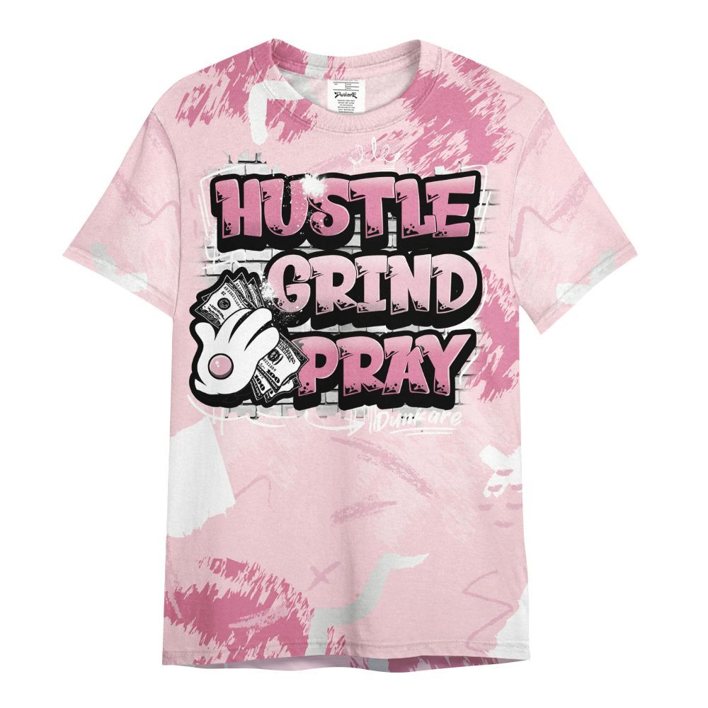 Shirt To Match GS Pearl Pink 12s Shirt, Hustle Grind Pray Graphic Street Style All Over Print