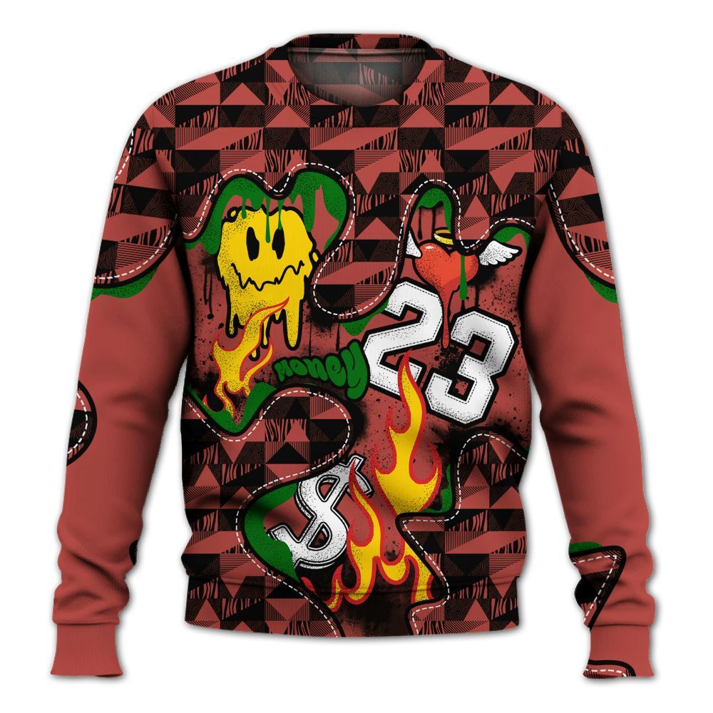 Sweatshirt To Match Dune Red 13s - 23 Smile Burning Heart All Over Print
