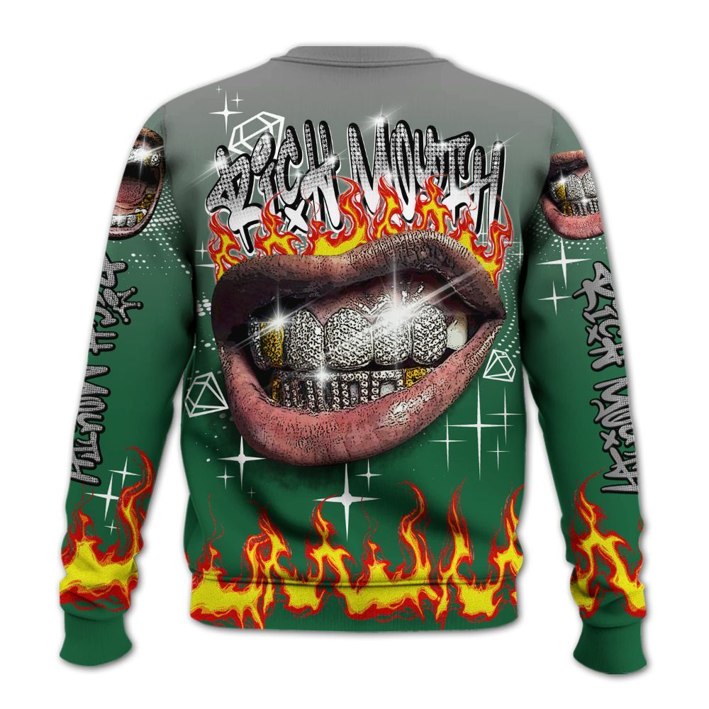 Sweatshirt To Match High Gorge Green 1s - Rich Mouth Fire Rap Retro 90s All Over Print