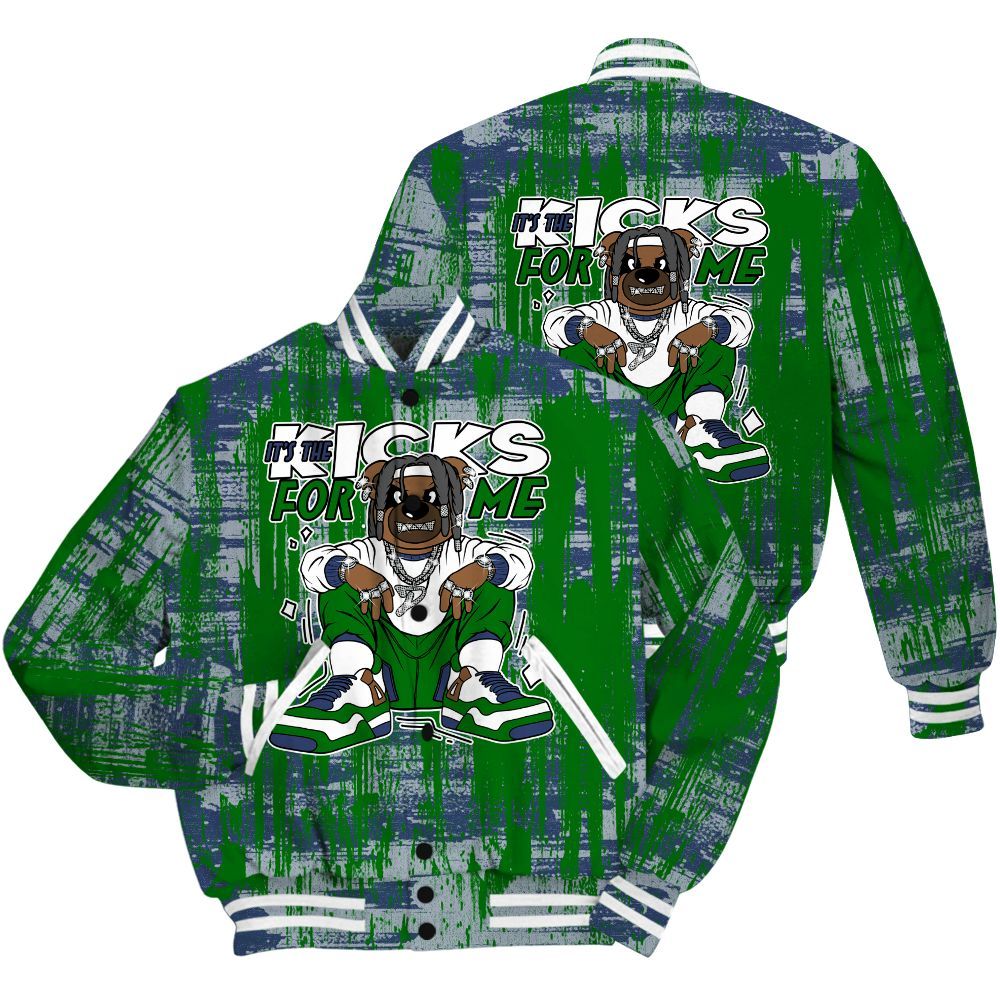 Varsity Jacket To Match Midnight Navy 13s Shirt - Sneakers Bear Glitch Art All Over Print