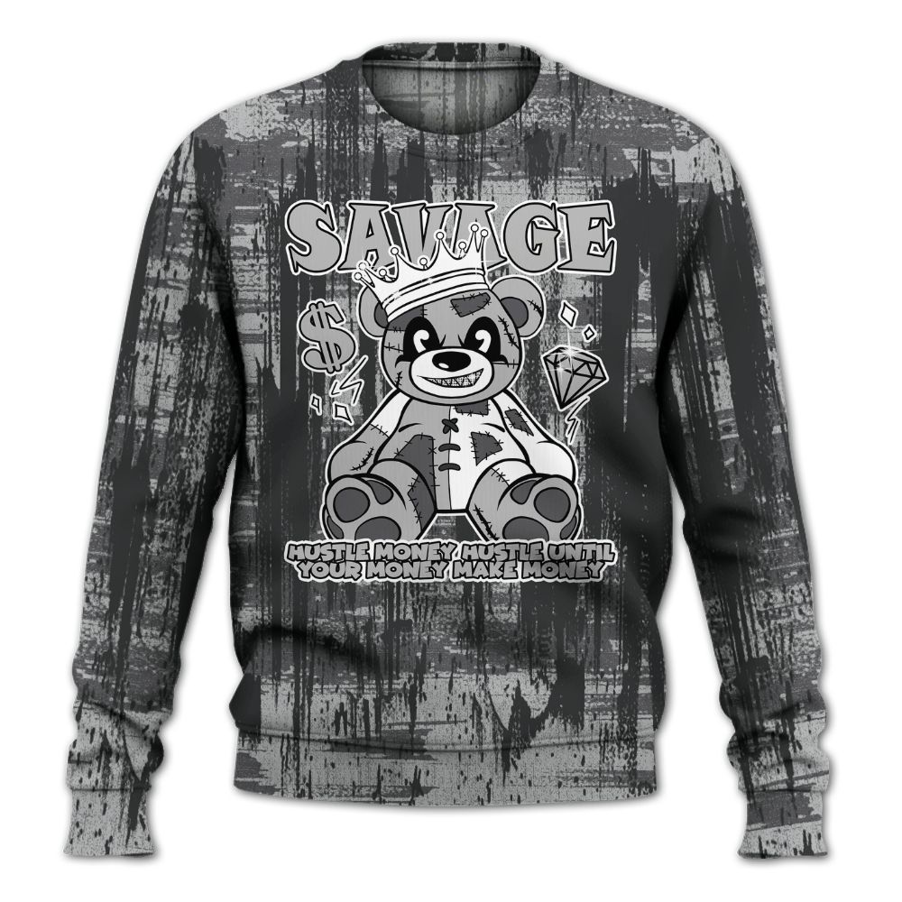 Sweatshirt To Match White Thunder 4s - Savages Bear Glitch Art All Over Print