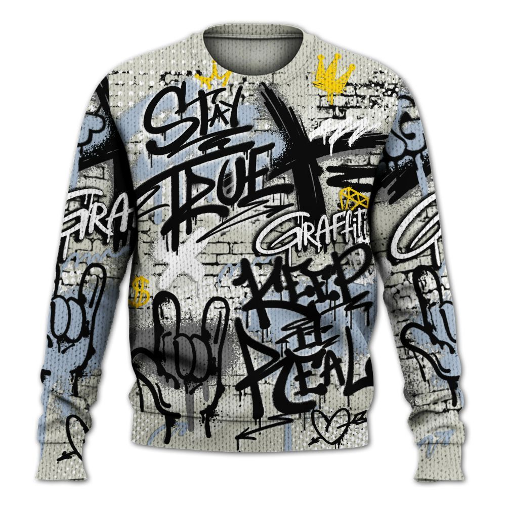 Knitted Sweater To Match Low OG Wolf Grey 1s - True It Real Graffiti Streetwear