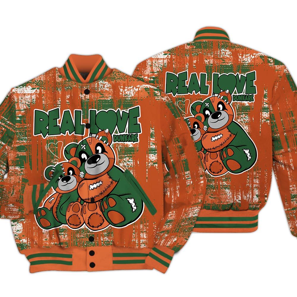 Varsity Jacket To Match Low Miami 5s - Sincere Fondness Bear Glitch Art Varsity Jacket Unisex