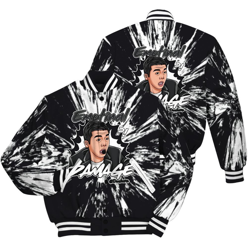 Varsity Jacket To Match White Thunder 4s Shirt - Damaged Meme Shirt Unisex Outfit All Over Print