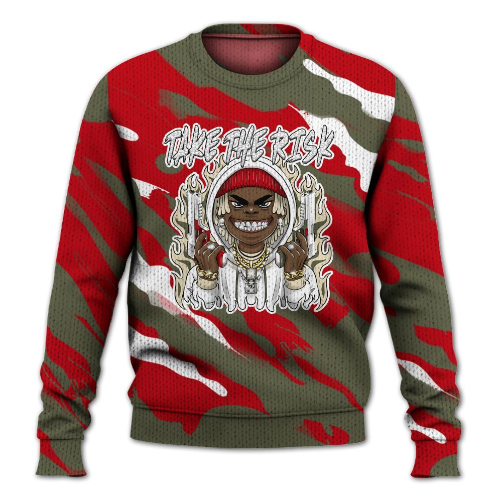 Knitted Sweater To Match Low OG Medium Olive 1s - Take The Risk Colored