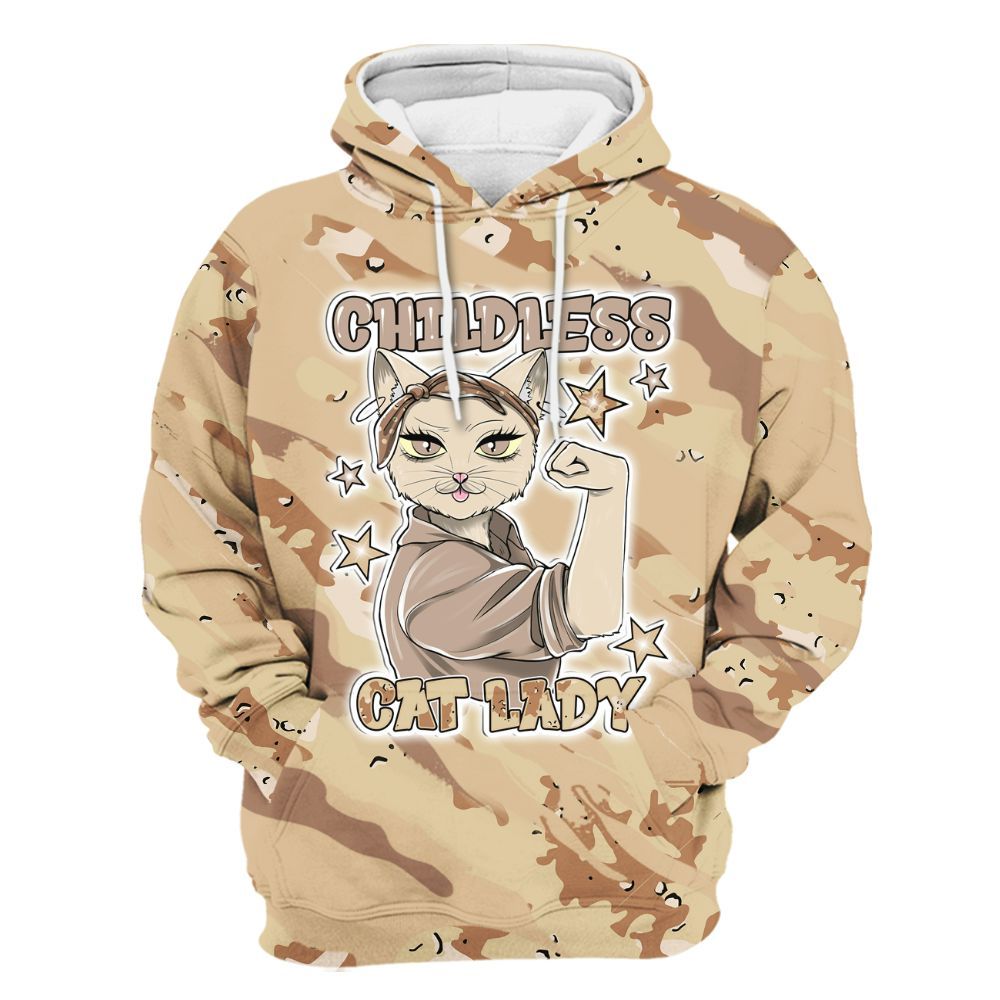 Hoodie To Match Desert Camo 3s - Childless Kat Lady All Over Print
