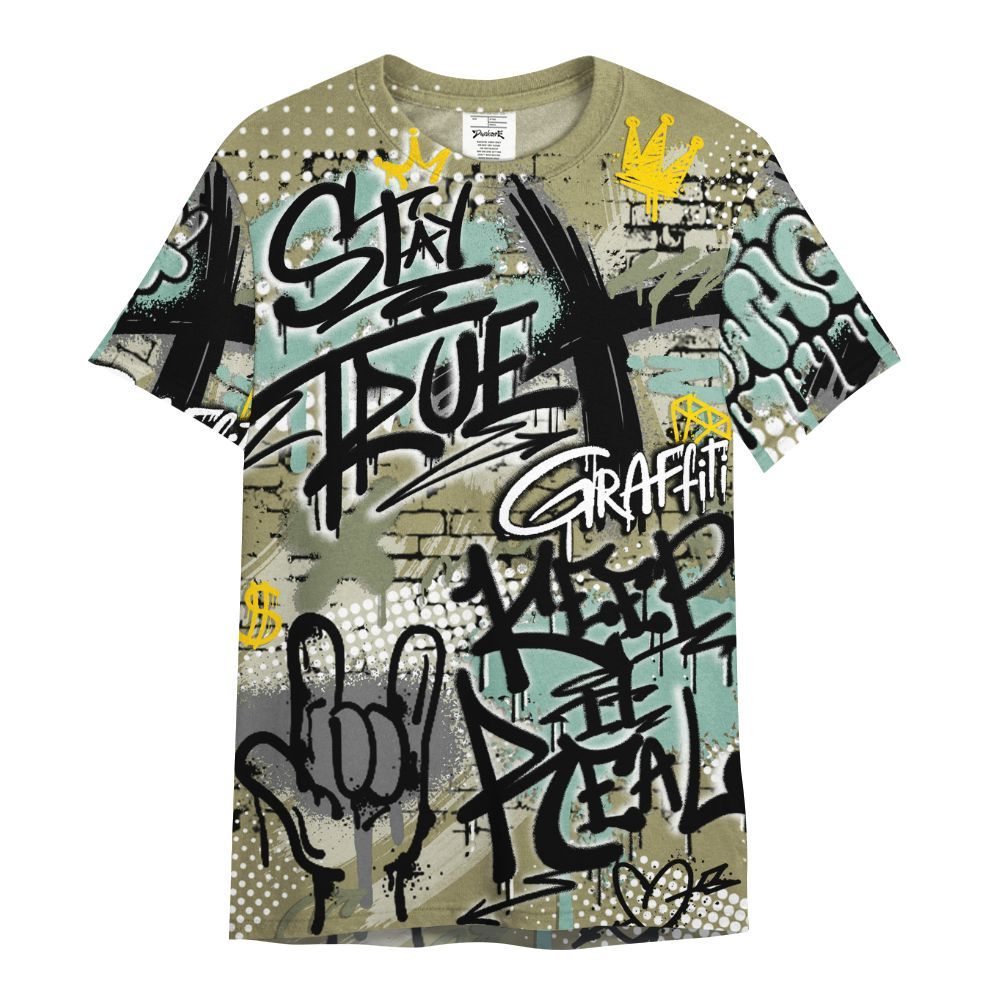 Shirt To Match Dunk Low Suede Olive Aura - True It Real Graffiti Streetwear All Over Print