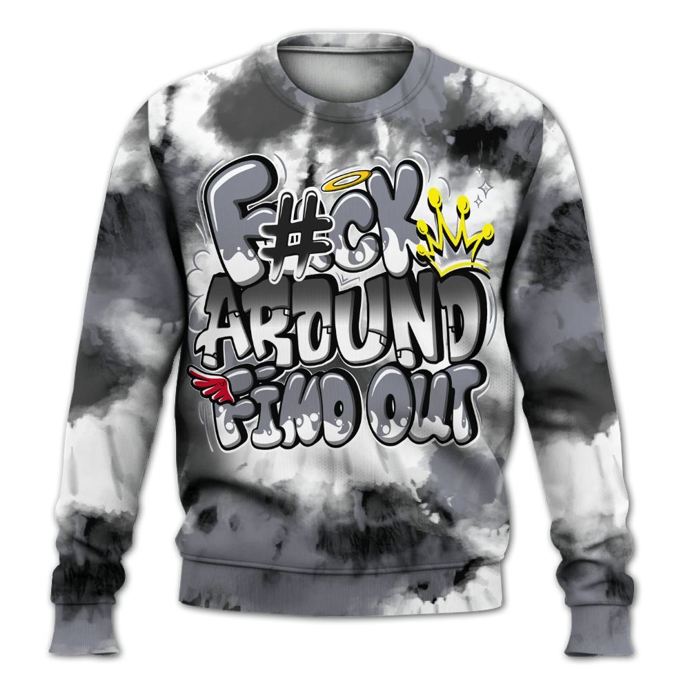 Sweatshirt To Match Retro Black Flint 13s - Tie Dye FK Around Find Out All Over Print