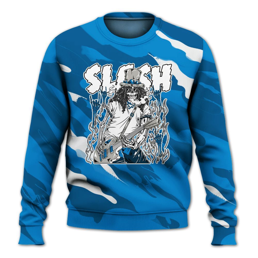 Sweatshirt To Match Industrial Blue 4s - Slash Skeleton Colored All Over Print