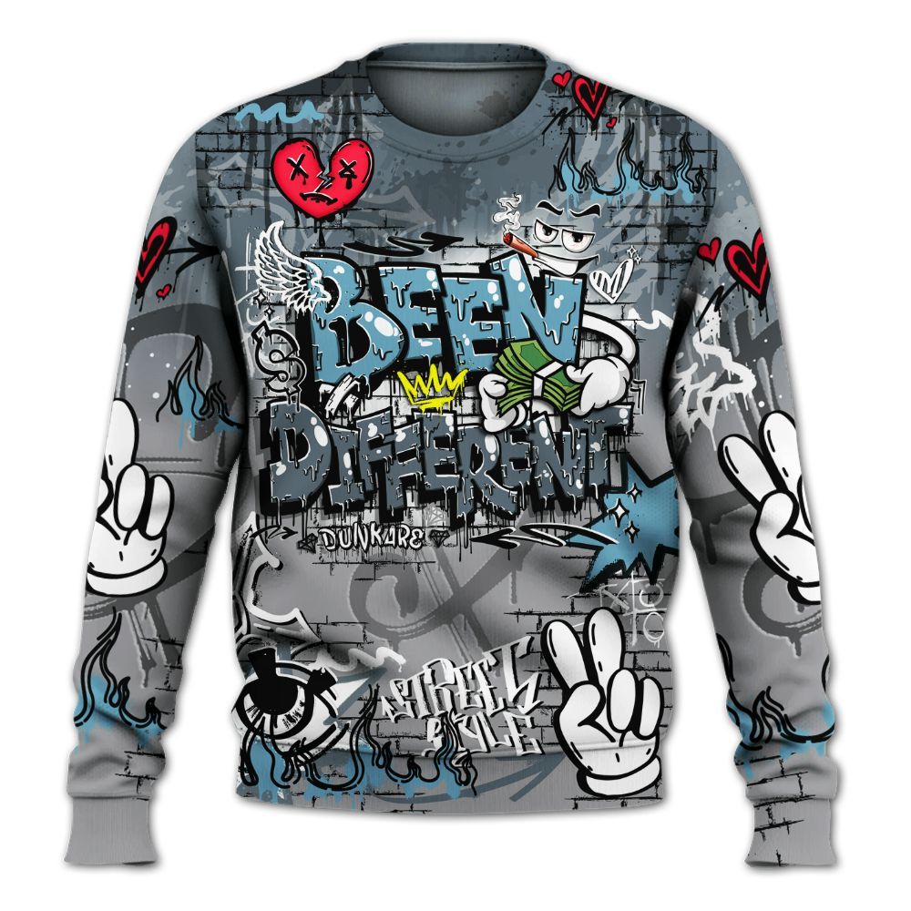 Sweatshirt To Match Retro Light Graphite Wolf Grey 5s - Been Dif2erent Drip Graffiti All Over Print