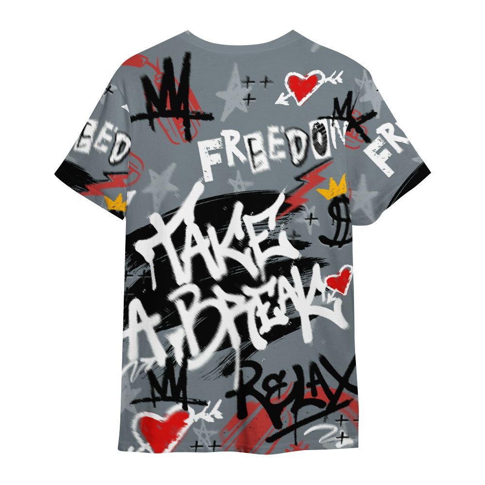 Shirt To Match Wolf Grey 13s - Take Break Freedom Graffiti Streetwear All Over Print