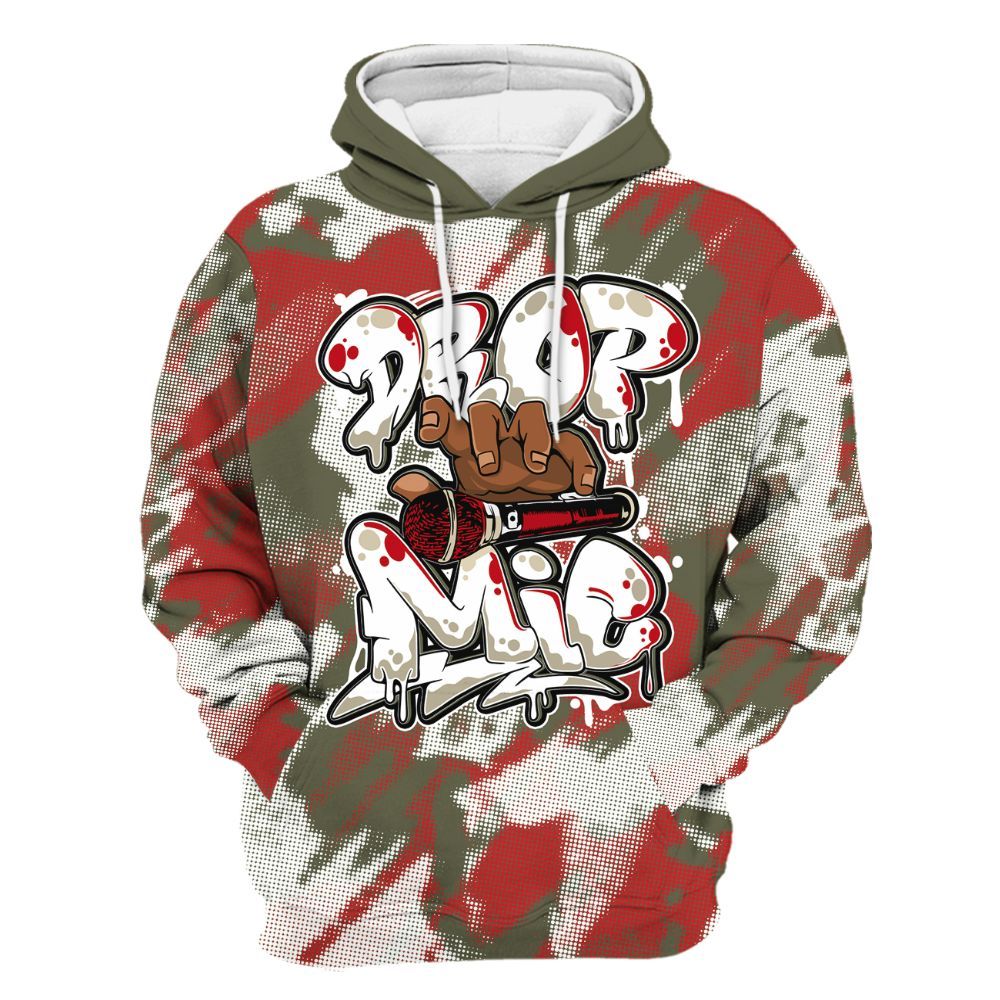 Hoodie To Match Low OG Medium Olive 1s - Drop Mic Abstract All Over Print