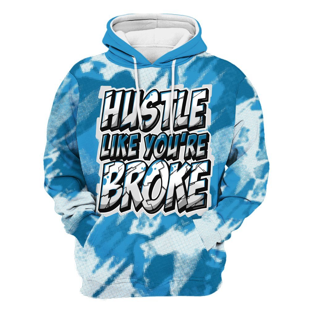 Hoodie To Match Powder Blue 9s - Hustles Like Broke Abstract All Over Print