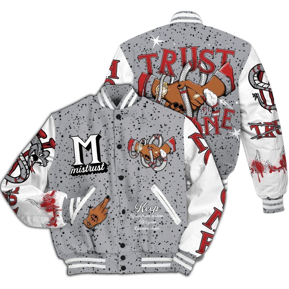 Varsity Jacket To Match White Cement 4s Shirt, Trust No One Snake-Bite Street Style All Over Print