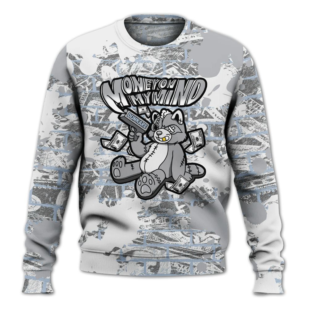 Sweatshirt To Match Low OG Wolf Grey 1s - Money On My Mind Raccoon Brick All Over Print