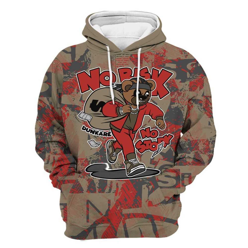Hoodie To Match Olive 9s - Certain Bear Abstract Graffiti All Over Print