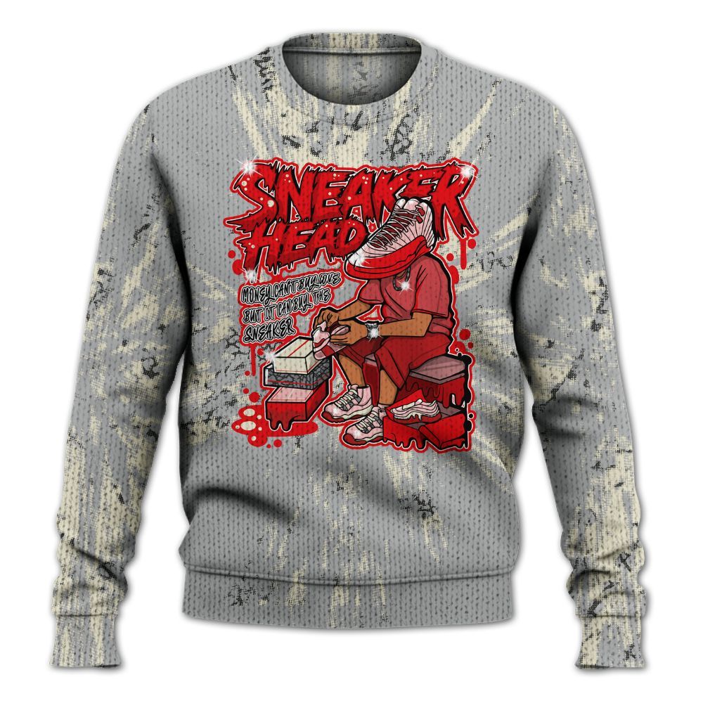 Knitted Sweater To Match Cement Grey 3s - Sneakers Headache Graphic Luxury