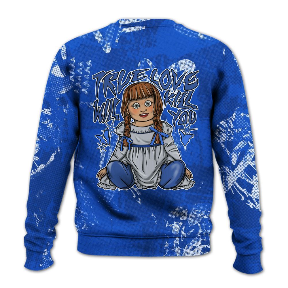 Sweatshirt To Match Air Foamposite One Royal - Genuine Loves Bear Heart Grunge All Over Print