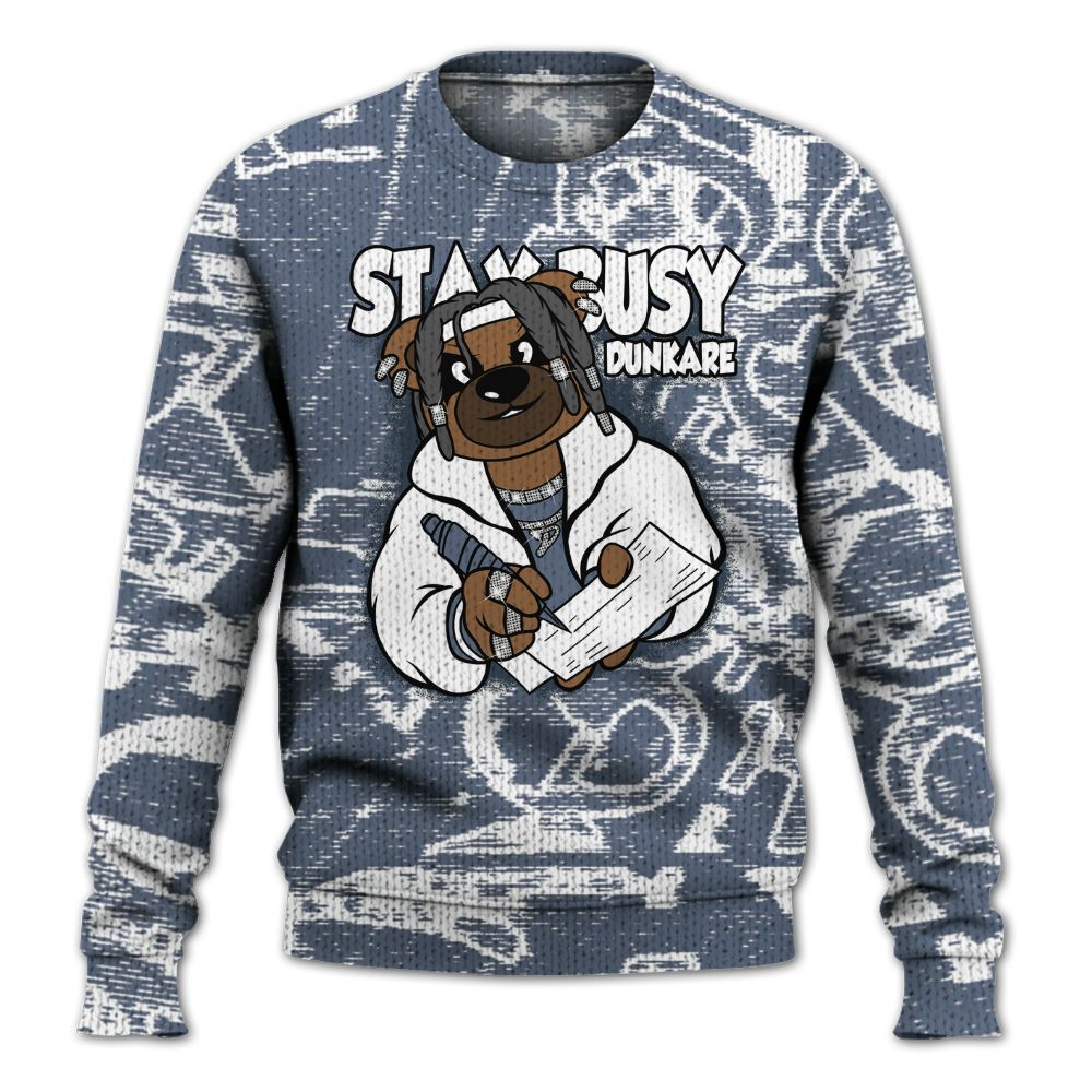 Knitted Sweater To Match Low Diffused Blue 11s - Maintain Activity Bear Avant-Garde