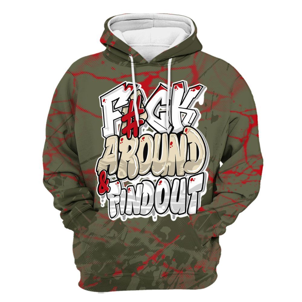 Hoodie To Match Low OG Medium Olive 1s - F Around Find Out Graphic Profound All Over Print