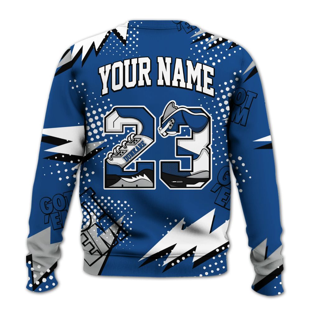 Sweatshirt To Match Air Ship Royal Blue - Custom Name Number 23 5s All Over Print