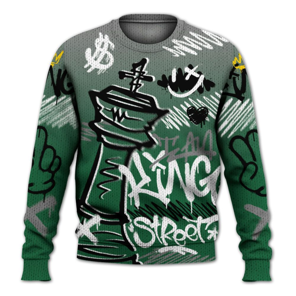 Knitted Sweater To Match High Gorge Green 1s - Street King Chess Streetwear
