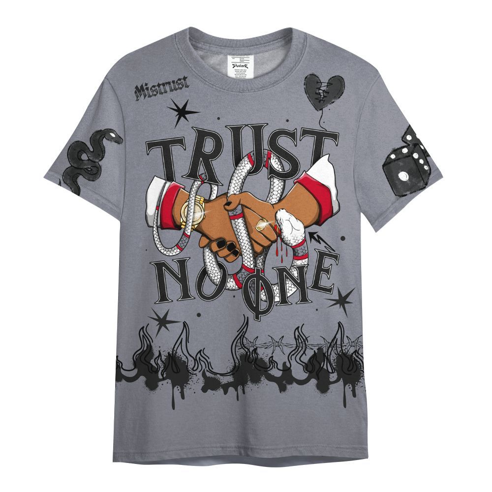 Shirt To Match Retro Black Flint 13s - Trust No One Snake-Bite Doodle Crayon All Over Print