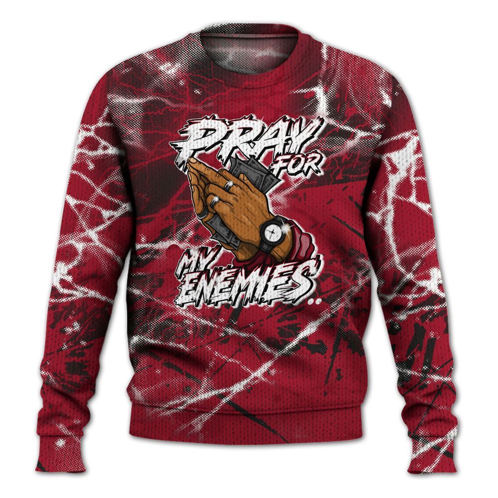 Knitted Sweater To Match High OG Black Toe Reimagined 1s - Prayed For Enemies Graphic