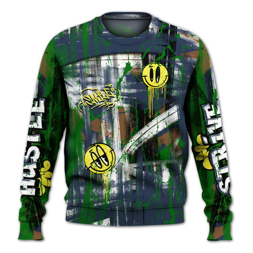 Sweatshirt To Match Midnight Navy 13s - Money Skull Smile Fire All Over Print