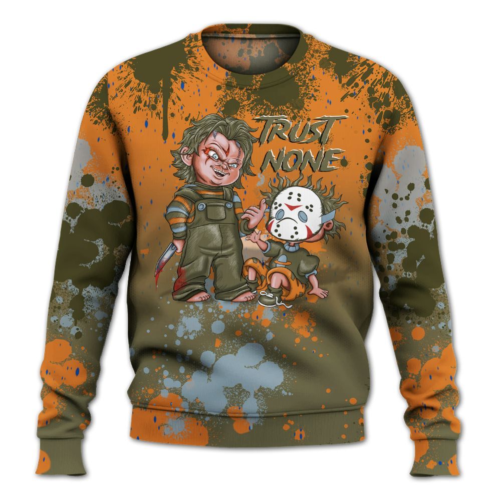 Sweatshirt To Match Olive 5s - Trust No One Scary All Over Print