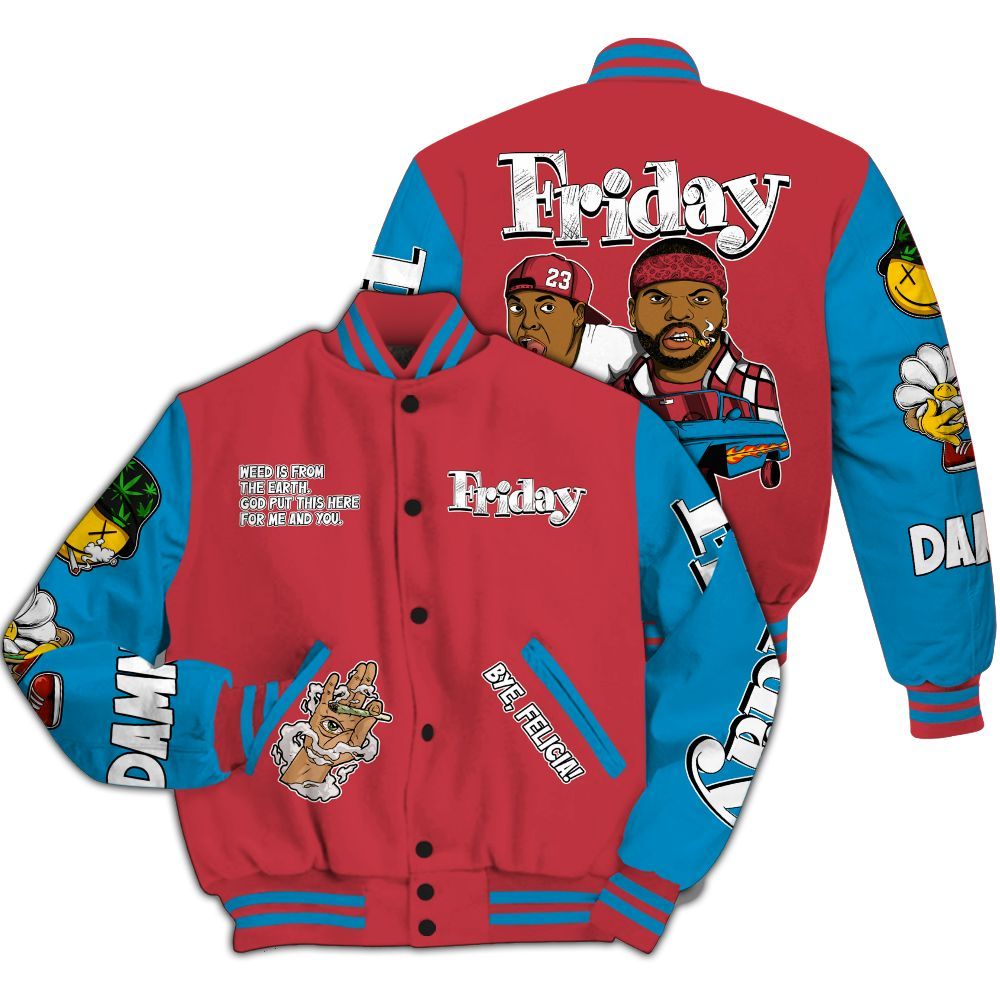 Varsity Jacket To Match High OG University Red Dark Powder Blue 1s Shirt, Friday Sneaker Stress Style All Over Print