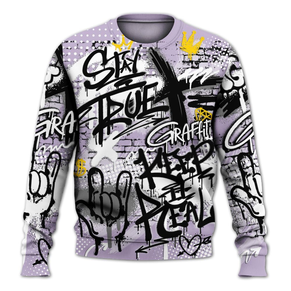 Sweatshirt To Match Low Pure Violet 11s - True It Real Graffiti Streetwear All Over Print
