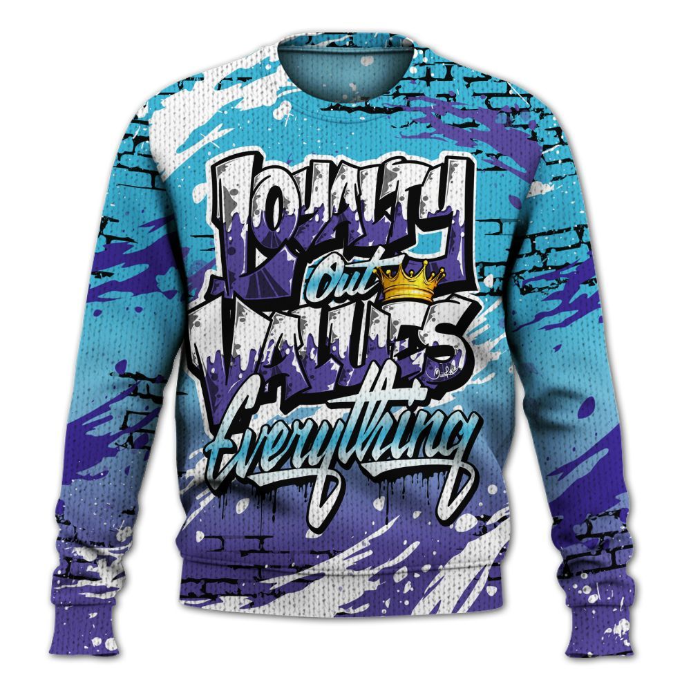 Knitted Sweater To Match Retro Aqua 6s - Values Of Loyalty Drip