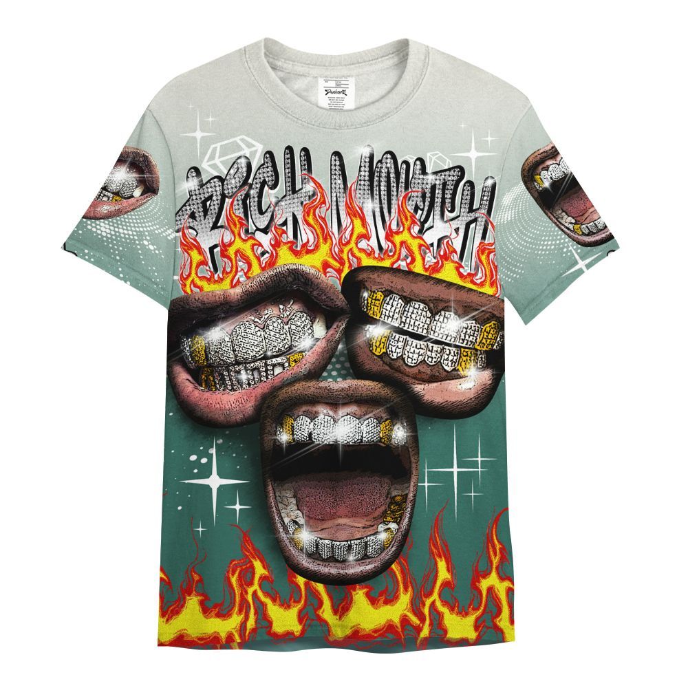 Shirt To Match RM Oxidized Green 4s - Rich Mouth Fire Rap Retro 90s All Over Print