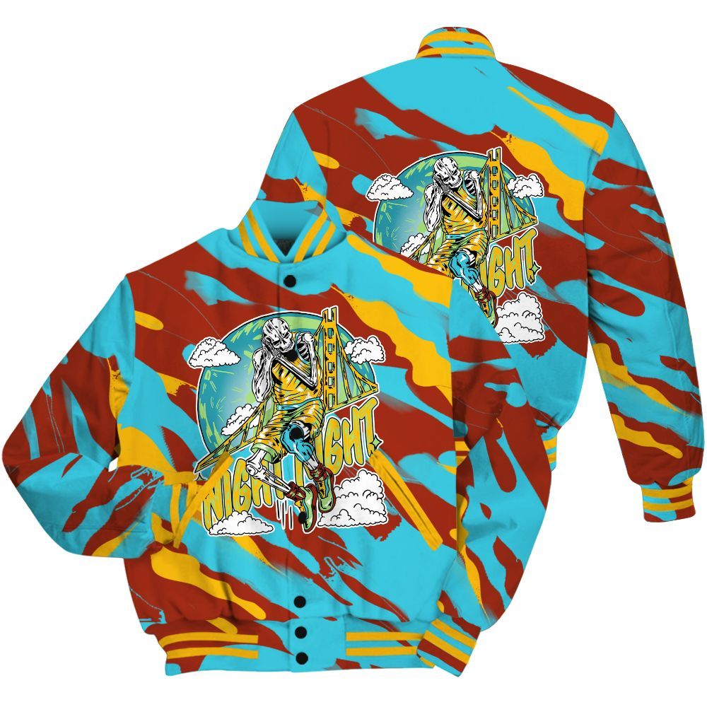 Varsity Jacket To Match SB Dunk Di'Orr Greenwood Shirt - Seeya Skeleton Colored All Over Print