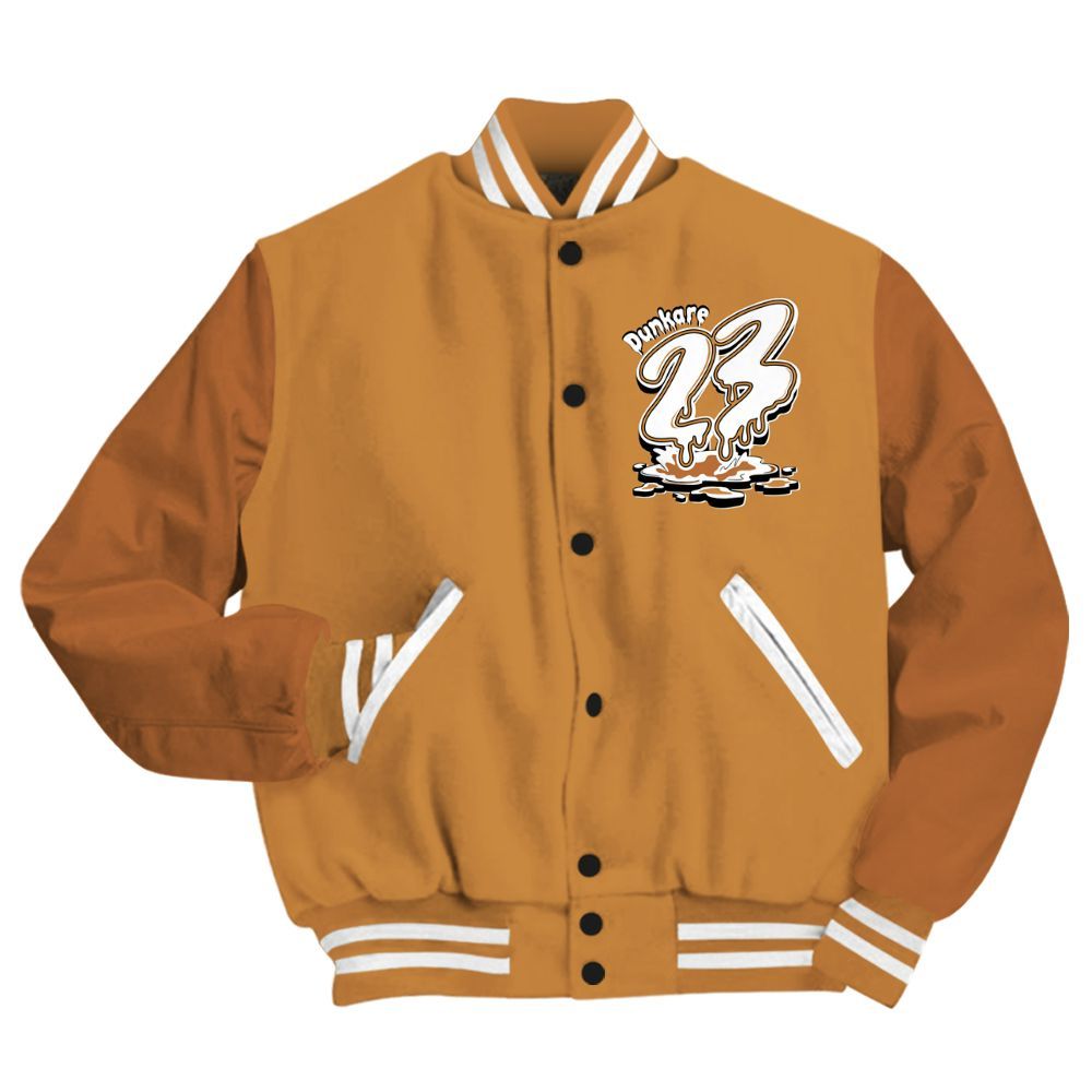 Varsity Jacket To Match Dunk Low Nature Wheat Suede - Custom Name 23 Drip All Over Print