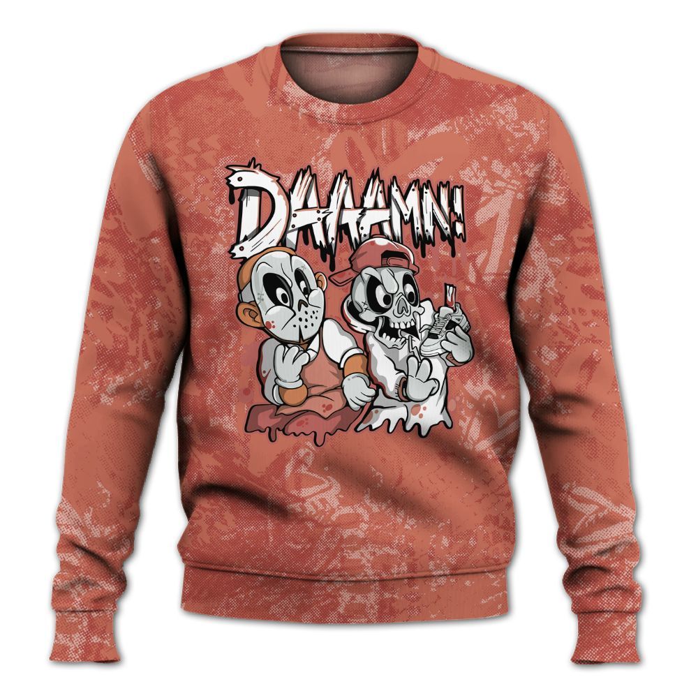 Sweatshirt To Match Dune Red 13s - Damn Shoe Graphic Heart Grunge All Over Print
