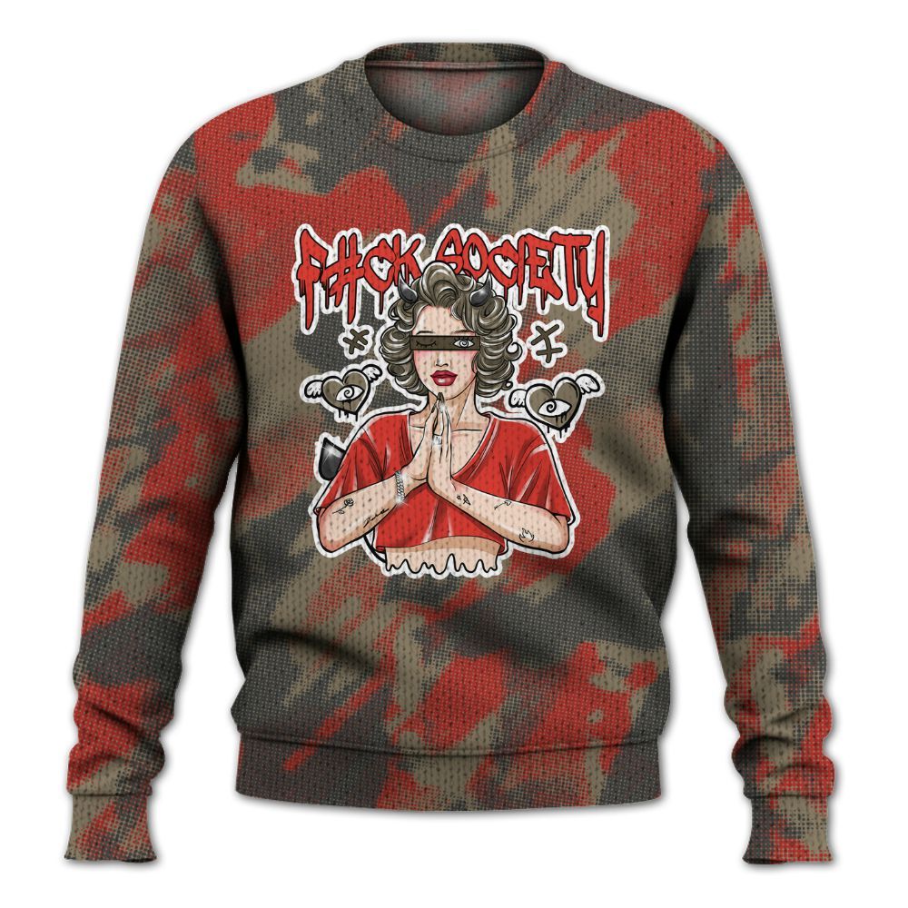 Knitted Sweater To Match Olive 9s - F#ck Xociety Halftone