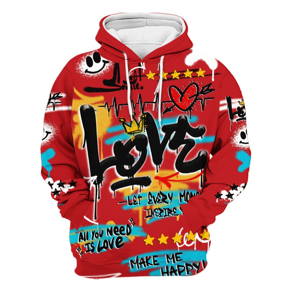 Hoodie To Match Dunk Low Fruity Pebbles - Happy Love Beats Graffiti Streetwear All Over Print