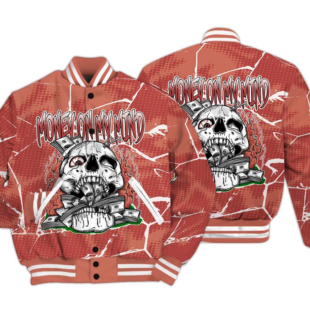 Varsity Jacket To Match Dune Red 13s - MOMM Skeleton Crack Varsity Jacket Unisex
