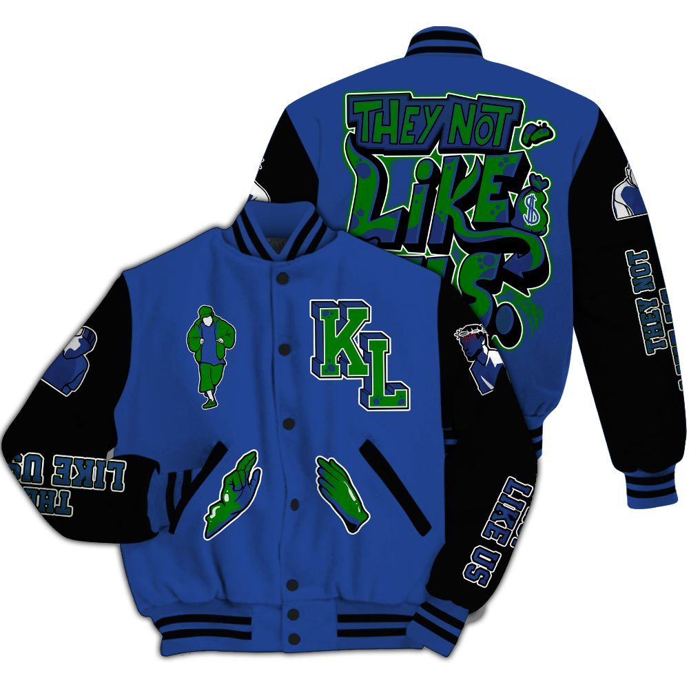 Varsity Jacket To Match Retro Hyper Royal 13s - Dislike Us Graphic All Over Print