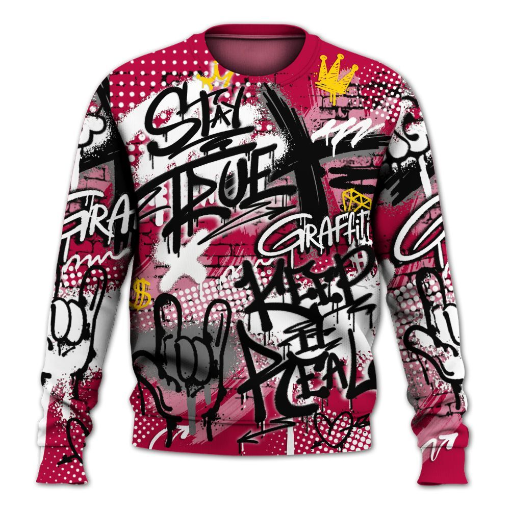 Sweatshirt To Match Retro Chicago 2s - True It Real Graffiti Streetwear All Over Print