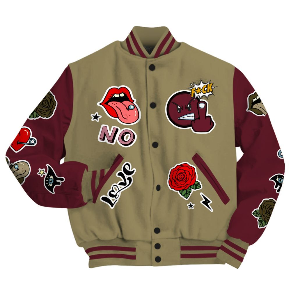 Varsity Jacket To Match Black Olive 7s - FK Around Find Out All Over Print