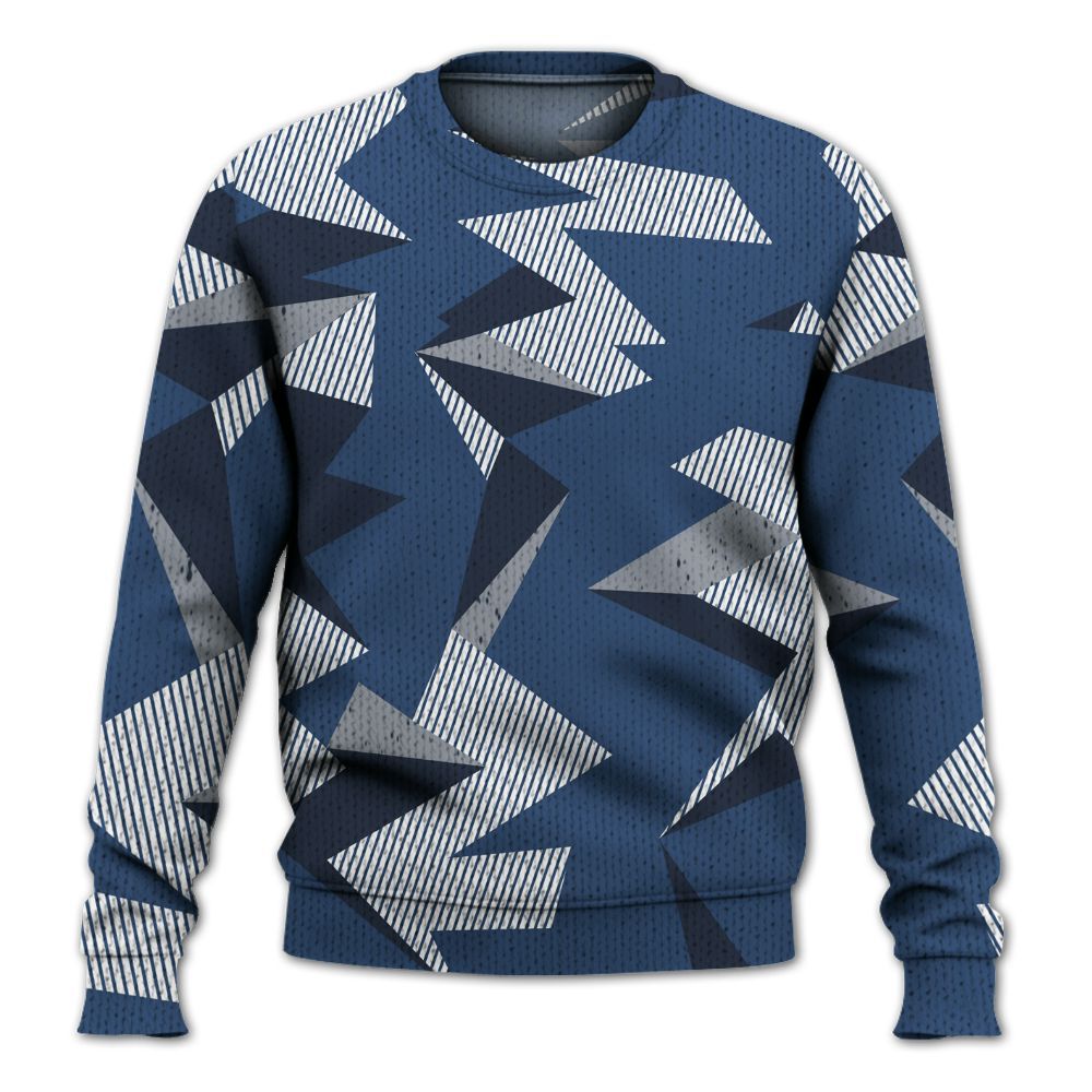 Knitted Sweater To Match Midnight Navy 4s - Geometric Camouflage Pattern