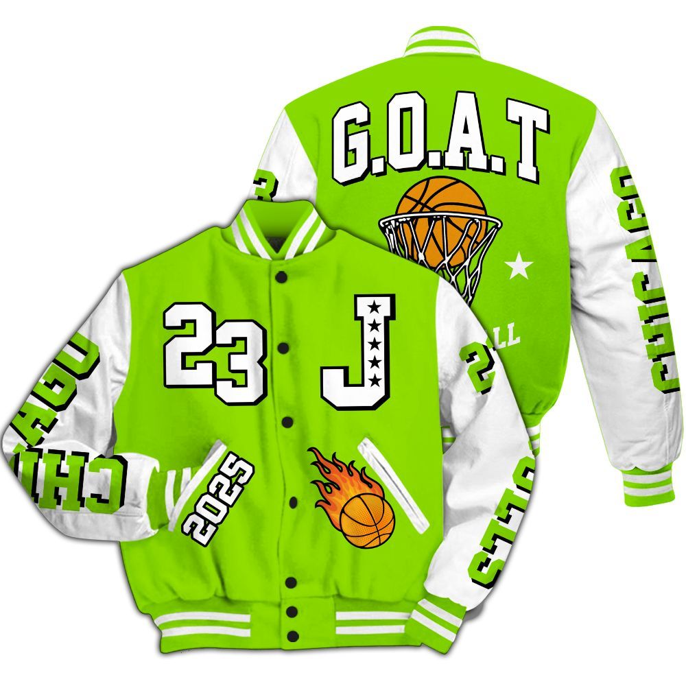 Varsity Jacket To Match Electric Green 6s - Chicago 23 Basketball All Over Print