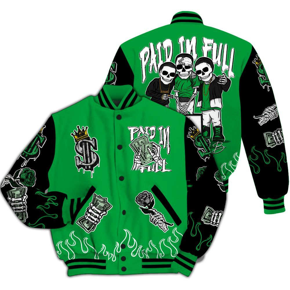 Varsity Jacket To Match Low Lucky Green 1s - Fire Everybody Paid In All Over Print
