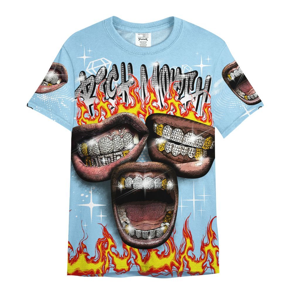 Shirt To Match Legend Blue 11s - Rich Mouth Fire Rap Retro 90s All Over Print