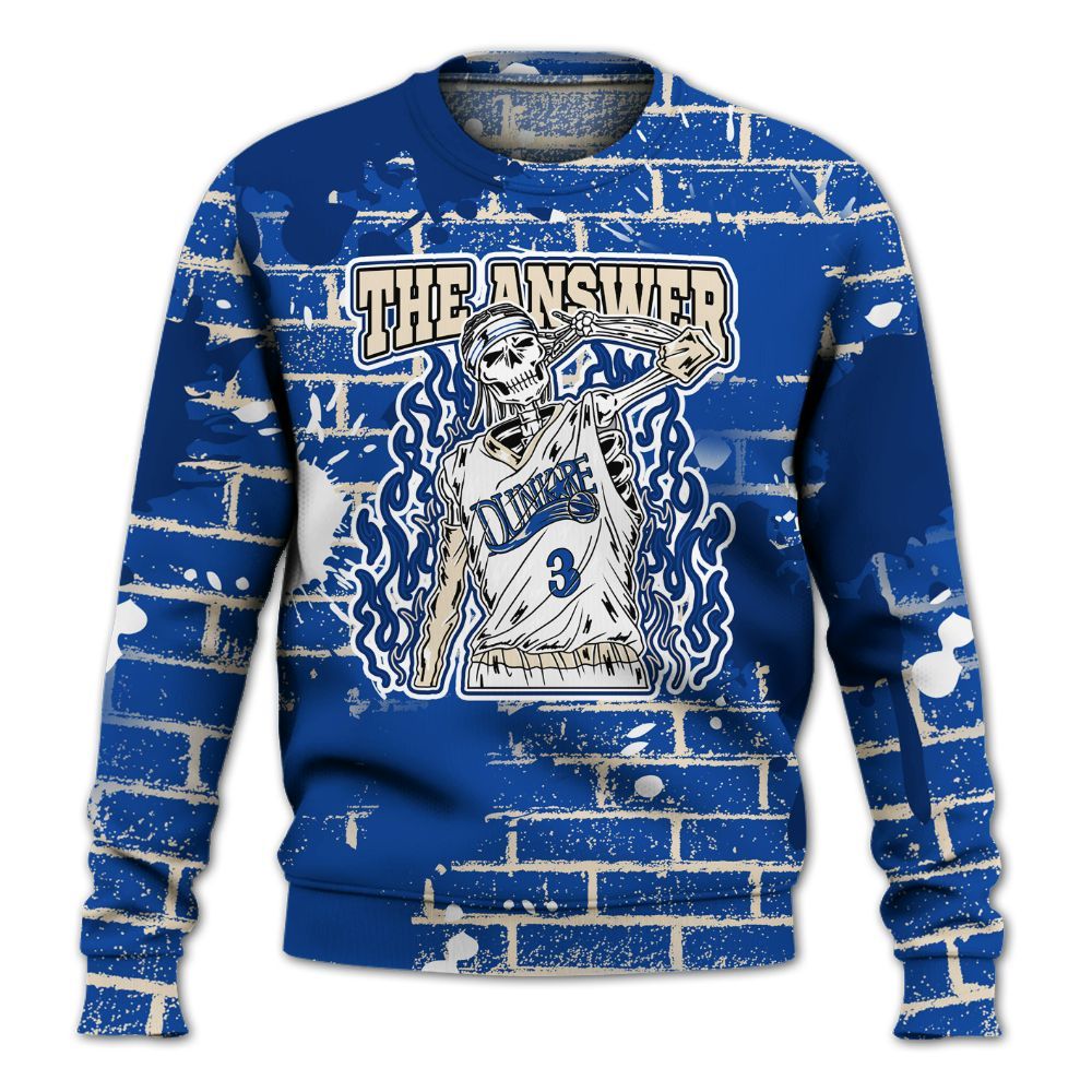 Dunkare Low Game Royal 1s Shirt - Allen Answer Skeleton Brick All Over Print Unisex Sweatshirt